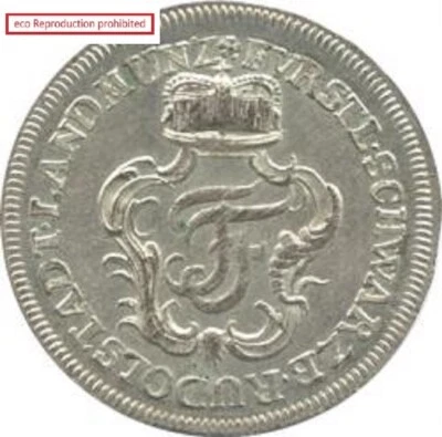 German Shaful Tsurg Rudolstadt 1/12 Tarel Silver Coin (Doppel Grochen) 1753 - Image 1 of 2
