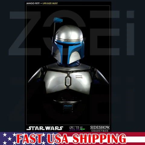 NIB Sideshow Star Wars The Mandalorian JANGO FETT Life-Size Bust Statue Figure Cover