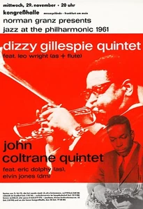 Cartel de concierto de reproducción Dizzie Gillespie John Coltrane Quintet 1961 13 x 17 - Imagen 1 de 1