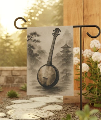 Banjo Art Banner - Tinta Japonesa Música Folclórica Decoración Regalo para Banjo Player Foto 1 de 2