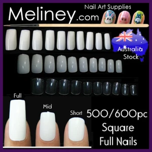 500/600pc Square Full Cover False Nails Short Long Fake Nail Tips Artificial - Picture 1 of 12