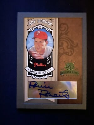 2005 Donruss Diamond Kings HOF Heroes Robin Roberts Green Framed Auto #d 08/10  - Image 1 of 2