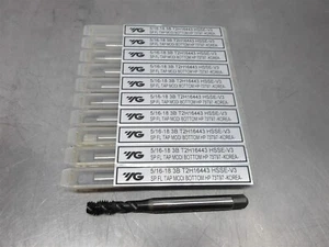 10 NEW! YG 5/16-18 3B HSS Spiral Flute Tap 3F T2H16443 - Picture 1 of 3