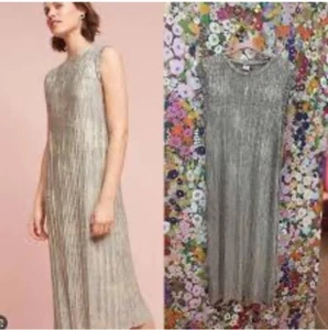 Anthropologie Akemi + Kin Corrina Metallic Sleeveless Midi Dress Size Large - Picture 1 of 18