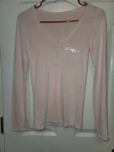 Victoria's Secret Long Sleeve Cozy Long Sleeve Pink Logo Sweater PJ Top SMALL - Picture 1 of 12