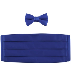 NUEVO en caja poliéster niños niños Cummerbund y pajarita formal boda azul real - Imagen 1 de 3