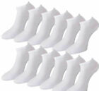 12 Pairs Mens Trainer Liner Ankle Socks Plain White Adults Sports 6-11