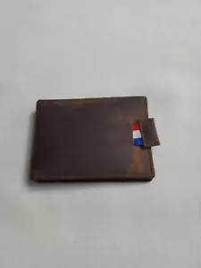 Lyoomall Leather Minimalist Wallet Red White & Blue 6 Pockets Money Pin - Picture 1 of 9