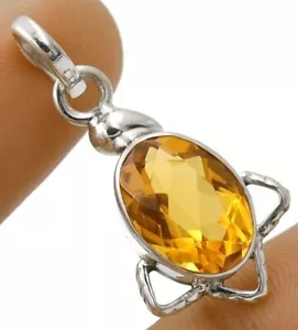 6CT Natural Golden Citrine 925 Solid Sterling Silver Pendant Jewelry @B9-7 - Picture 1 of 1