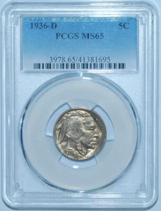 1936 D PCGS MS65 Buffalo Nickel - Picture 1 of 2