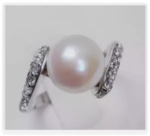Anillo de perlas cultivadas Akoya blanco natural genuino grado AAA tamaño: 7 8 9 - Imagen 1 de 8