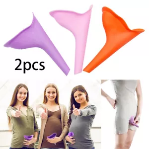2pcs Womens Urinal Wee Funnel Camping Travel Loo Outdoor Portable Urine Tools - Foto 1 di 15