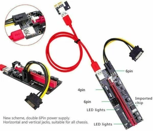 6 PCS VER009S PCI-E Riser Card PCIe 1x to 16x USB 3.0 Data Cable Bitcoin Mining - Picture 1 of 24