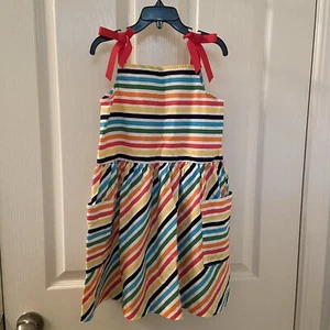Hanna Andersson Rainbow Ribbon Sundress Pockets Girls Size 120 US 6-7 - Picture 1 of 8