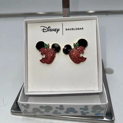 Pendientes Disney Baublebar Mickey Apple Esmalte Rojo Cristal Tachuelas Foto 1 de 4