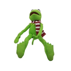 1997 Applause Kermit The Frog Poseable Plush Striped Scarf Muppets - Picture 1 of 2