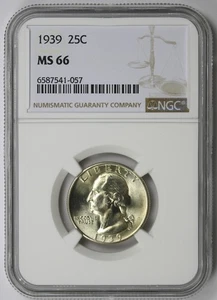 1939 Washington Quarter Silver 25C MS 66 NGC - Picture 1 of 4
