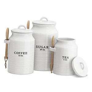 Canister Set for Kitchen Counter, Coffee Tea Sugar Container Tea/Coffee/Sugar - Picture 1 of 8