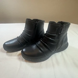 Botín Clarks para mujer Caroline Orchid de cuero negro talla 7M nuevo en caja - Imagen 1 de 10