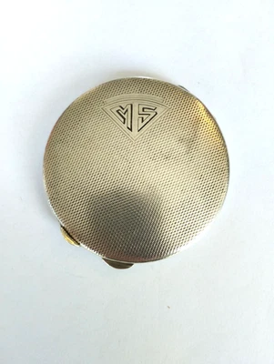 ANCIEN POUDRIER ARGENT MASSIF ANGLAIS ART DÉCO 1920/30 INITIALES MS - Photo 1/4