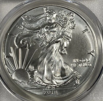 2018 Silver Eagle ASE 1.00. PCGS MS 69. Premier. 1oz ASW. - Image 1 of 4