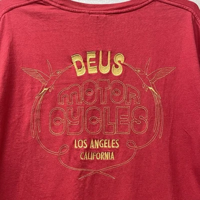 Camiseta Deus Ex Machina XXL Roja Manga Larga Moto Ciclismo Gráfico Camisa Bordada LA Foto 1 de 4