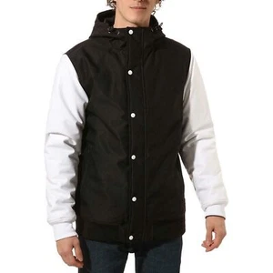 Vans New Wells Hooded MTE Varsity Jacket Men's Size Small Black/White - Picture 1 of 11