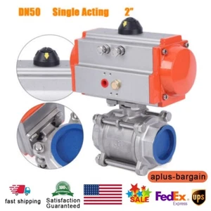 2" Three-Piece Single-Acting Stainless Steel Pneumatic Air Actuated Ball Valve - Picture 1 of 12