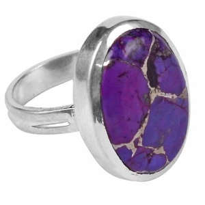 Purple Copper Turquoise Solid 925 Sterling Silver Ring Jewelry Size-6 AR-7869 - Picture 1 of 1