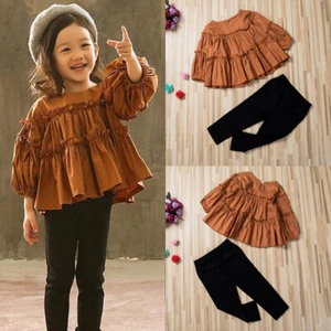2Pcs Newest Toddler Kids Girls Outfits Clothes T-shirt Tops +Pants Casual 1-6Y - Picture 1 of 11