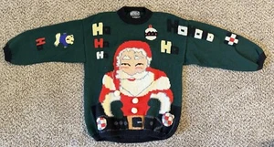 Suéter Vintage Berek Adulto M Santa Navidad Tejido a Mano Pom Pom Juguetes De Gran Tamaño - Imagen 1 de 11