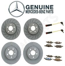 Front & Rear Vented Disc Brake Rotors and Pads & Sensors Kit For Mercedes W204 