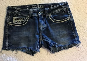 Rock & Roll Cowgirl Rival Women's Juniors Sz 25 Low Rise Denim Jean Shorts READ - Picture 1 of 6