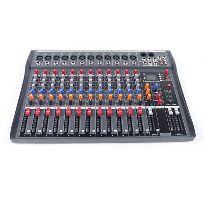 12 Channel Audio Mixer Bluetooth Studio Audio Mixer DJ Sound Mixing Console +USB - Image 1 of 4