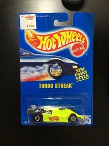 VINTAGE 1991 HOT WHEELS BLUE CARD NEON TURBO STREAK #235 NEW PAINT NIP - Picture 1 of 2