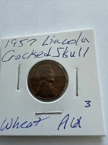 1957 Lincoln Wheat Cent Cracked Skull-FREE SHIPPING & HANDLING WITH BUY IT NOW! - Picture 1 of 3