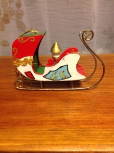 Kurt S. Adler Trineo vintage Adorno navideño Madera pintada a mano Holiday - Imagen 1 de 7
