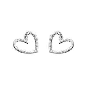 Orecchini A Perno A Cuore Fluttuante In Argento Sterling Con Sabbia Glitterante - Foto 1 di 9