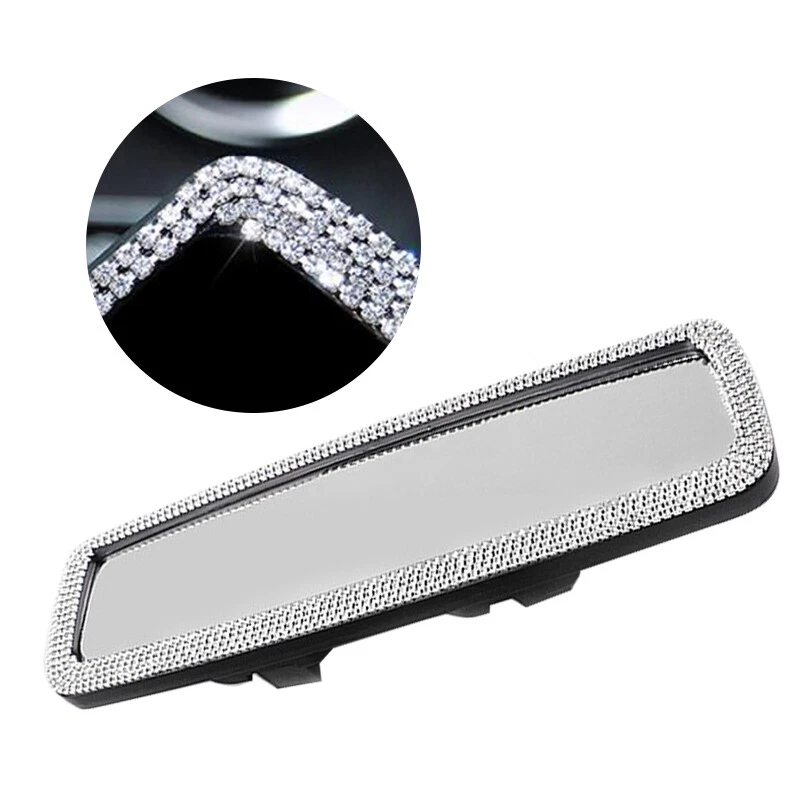 Espejo retrovisor de coche con diamantes de imitación Bling para mujer cubierta de espejo de coche moldura universal Foto 1 de 4