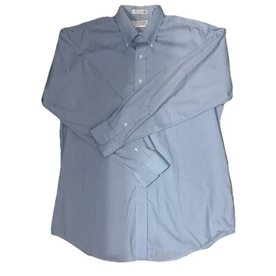 Camisa de vestir Roundtree & Yorke para hombre 16/35 azul a cuadros abotonados Oxford Foto 1 de 4