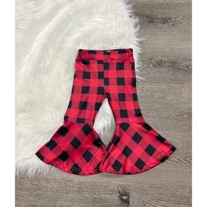 Buffalo Plaid Red & Black Bell Bottoms Boutique Girls 4T NEW - Picture 1 of 1