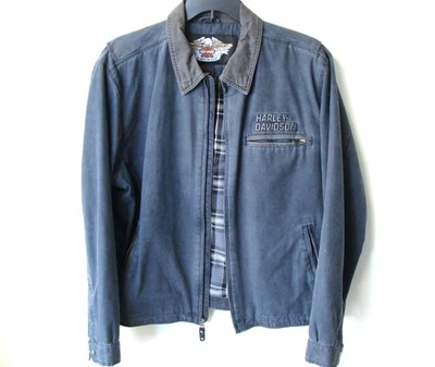 ~ Excellent Harley Davidson Men's Motorcycle Jacket Medium Blue XL 100% Cotton ~ - Image 1 of 4