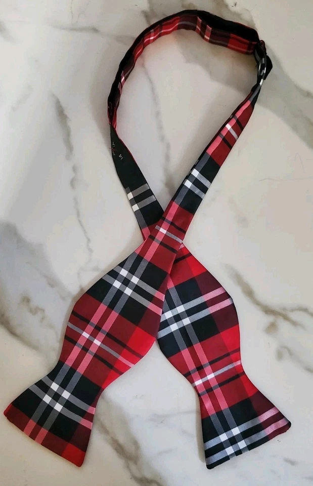Red/Black Self Tie Plaid Bow Tie - Image 1 of 3