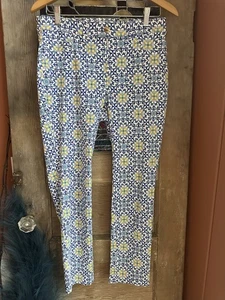 Rafaella Women's Stretch Pull-On Comfort Waist Yellow And Blue Size 8 Pants - Picture 1 of 7