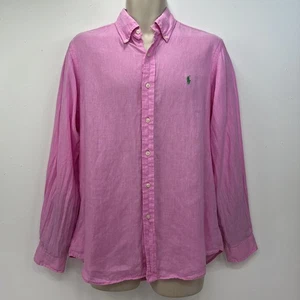 Ralph Lauren Shirt 100% Linen Men’s Size Medium Pink Long Sleeve - Picture 1 of 13