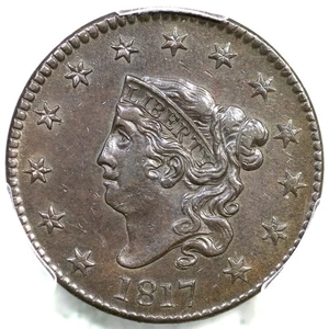 1817 N-2 R-3 PCGS AU 53 CAC Matron or Coronet Head Large Cent Coin 1c - Picture 1 of 3