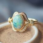 2.30Ct Oval Lab Created Opal Halo Engagement Ring 14K Yellow Gold Plated Silver