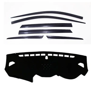 Smoke Weather shields 6p with Black Dash Mats for 2016 ~ 2018 Hyundai Santa Fe . - Picture 1 of 12