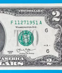 November 27, 1951 : F 11271951 A BIRTHDAY Note $2 Two Dollar Bill *UNC* - Picture 1 of 3