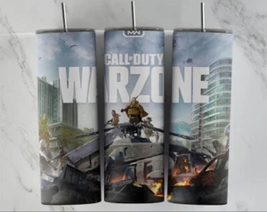 COD WAR ZONE GAMER VIDEO GAMING 20 OZ STAINLESS STEEL TUMBLER CUP + LID & STRAW - Picture 1 of 4